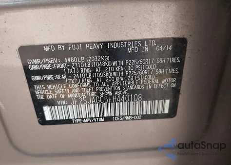 2015 Subaru Forester 2.5I Premium z USA, uszkodzony, nr VIN JF2SJAGC5FH440108